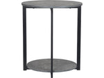 Household Essentials Graystone 21"Dia. Laminate Round End Table, Rustic Slate Concrete/Black (8092-1)