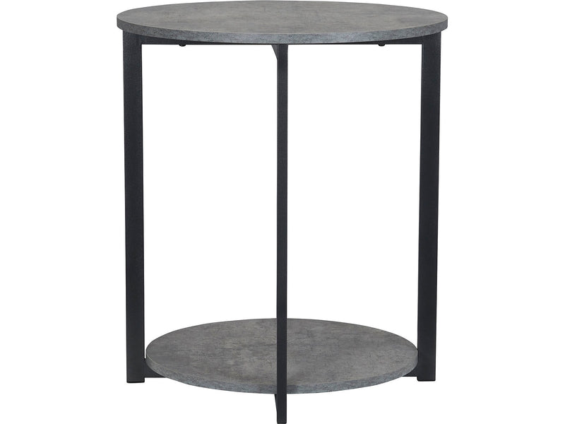 Household Essentials Graystone 21"Dia. Laminate Round End Table, Rustic Slate Concrete/Black (8092-1)