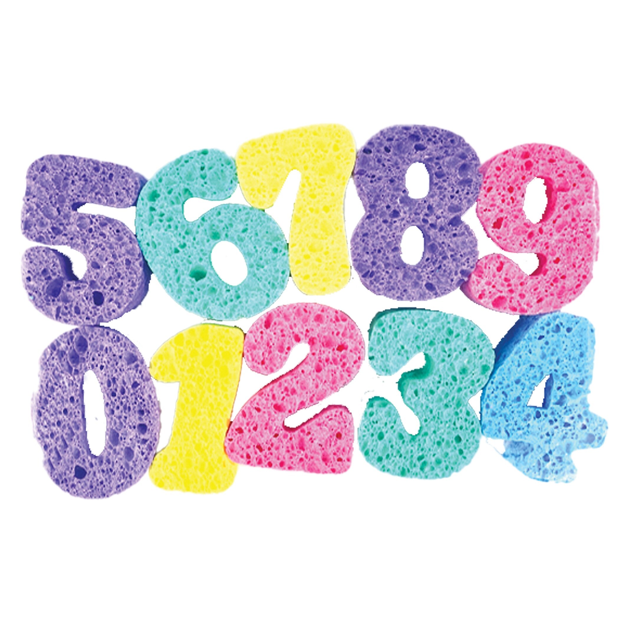 Captain Creative Super Sponges, Numbers, 3", Assorted Colors, 10/Set (APISS18001)