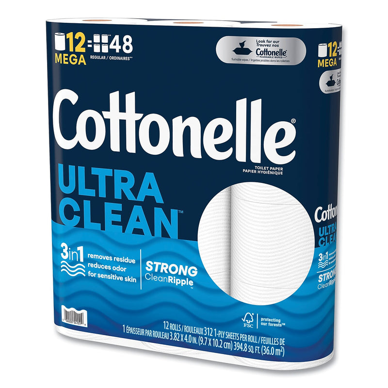 Cottonelle Ultra CleanCare Toilet Paper, 1-Ply, White, 284 Sheets/Roll, 48 Rolls/Carton (KCM55489)