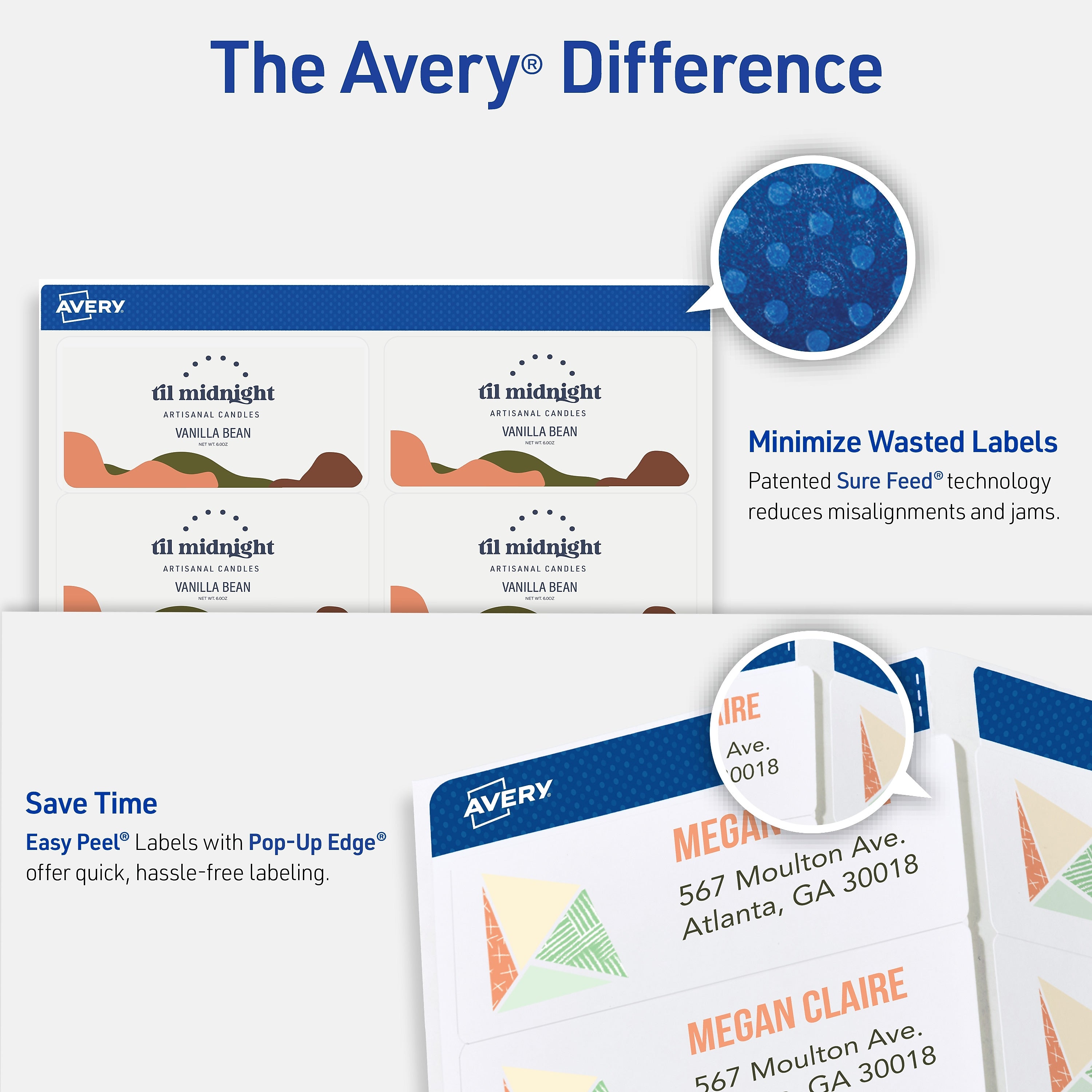 Avery Easy Peel Inkjet Shipping Labels, 2" x 4", Matte Clear, 250 Labels/Pack (8663)