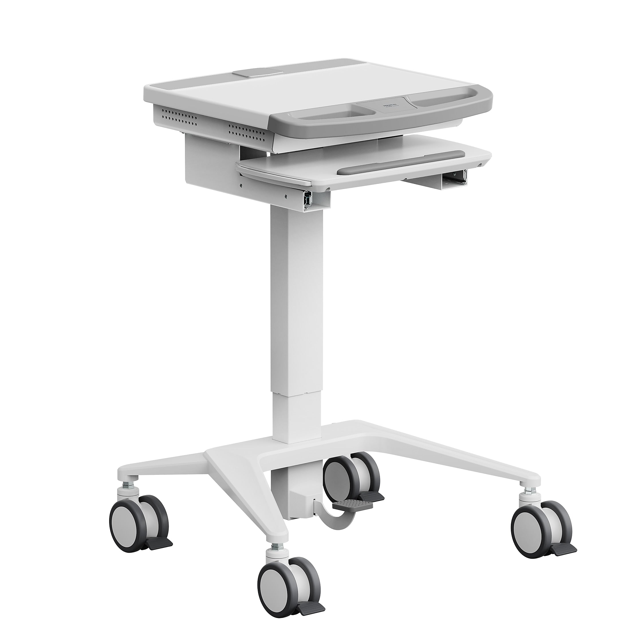 Mount-It! MedHub Mobile Medical Cart Workstation with Locking Caster Wheels, White/Grey (MI-16003)