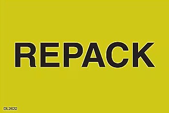 Decker Tape "Repack" Label, 2" x 3", 500/Roll (DL2622B)