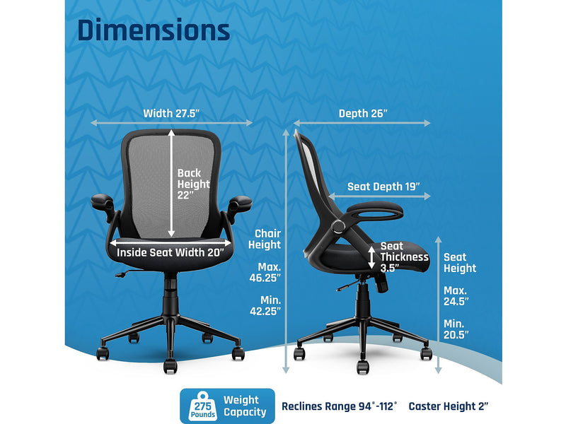 Click365 Ergonomic Fabric/Mesh Swivel Task Chair, Black (CCHR10003A)