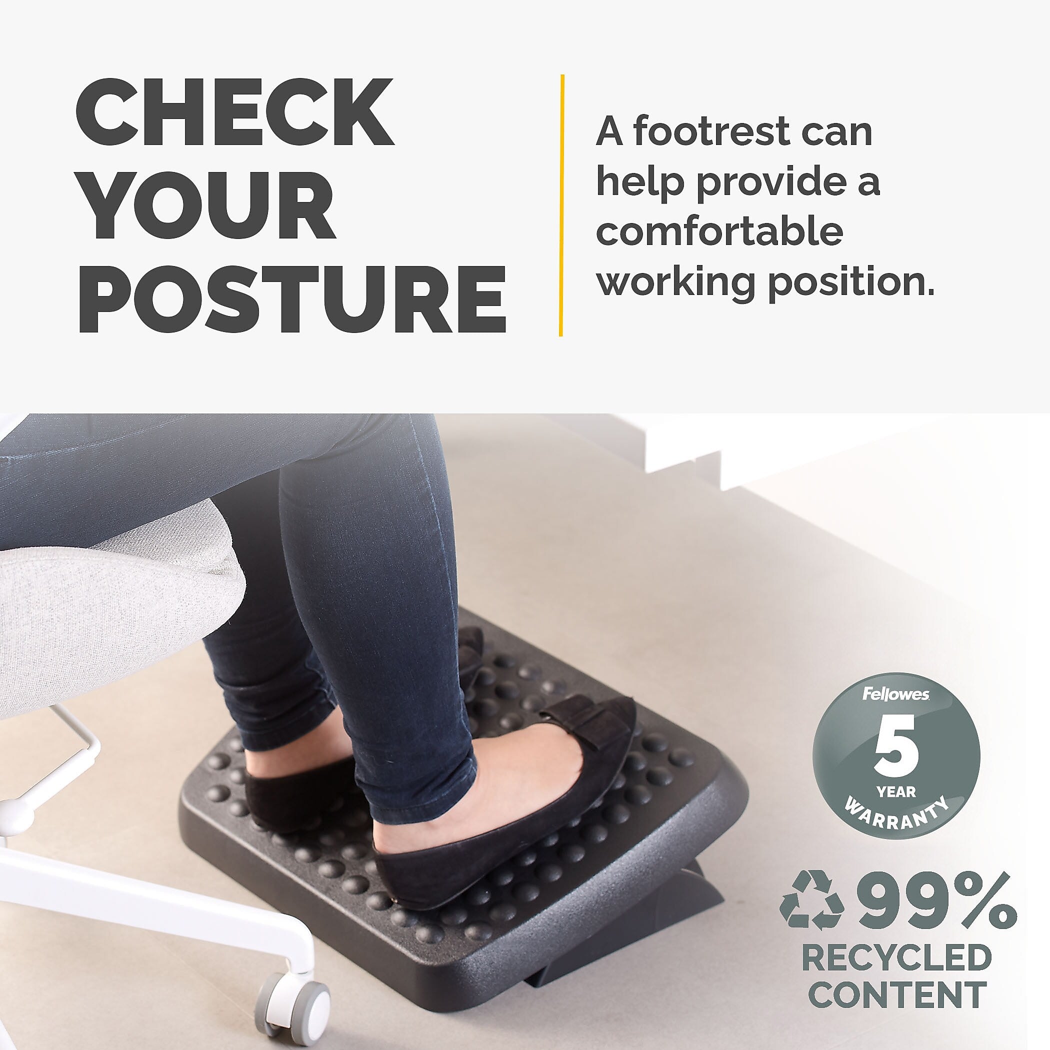 Fellowes Standard Footrest, Graphite (48121)