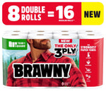 Brawny Tear-A-Square Paper Towels, 3-ply, 76 Sheets/Roll, 8 Rolls/Pack (446005)