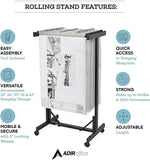 AdirOffice Metal Mobile File Cart with Swivel Wheels and (12) 30" Hanging Clamps, Black (615-BLK-PKG)