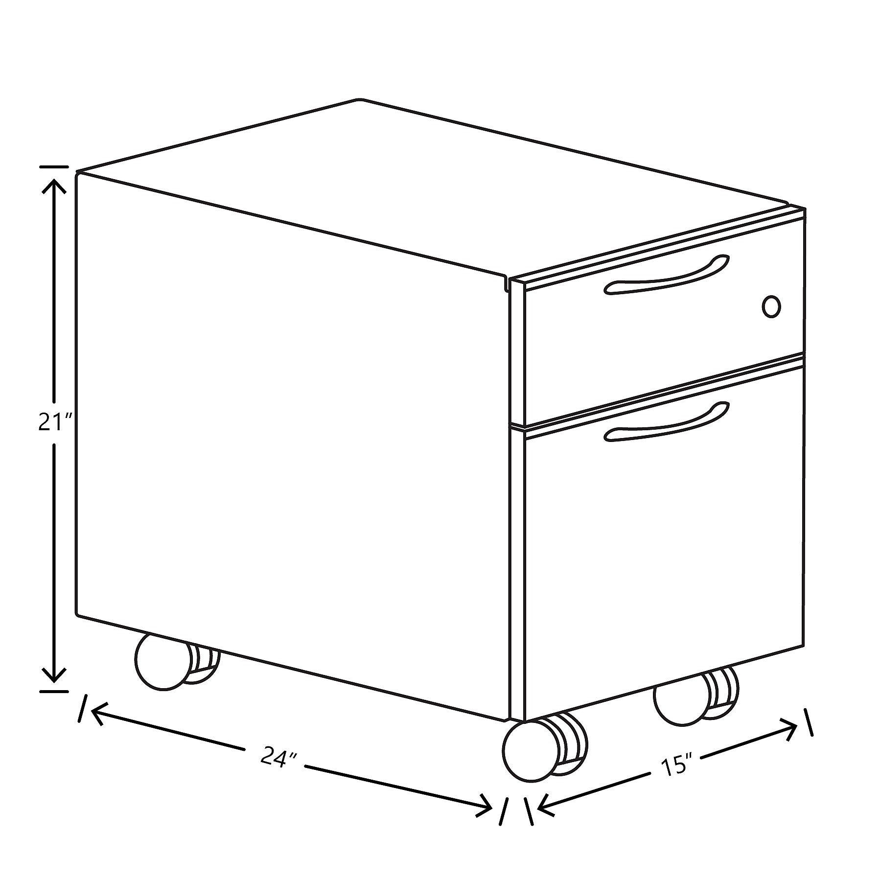 HON Contain Mobile File Cabinet, Letter/Legal Size, Lockable, 21"H x 15"W x 24"D, Titanium (HSPM211524BFM.APR0.P8T.NA.L)