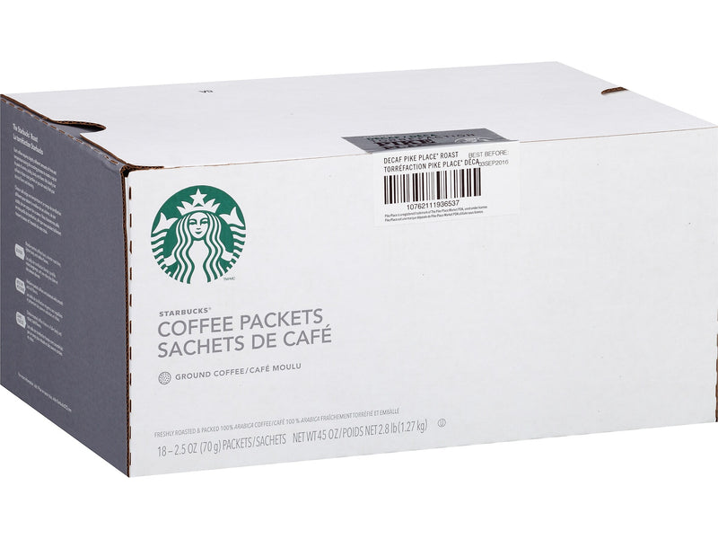 Starbucks Pike Place Decaf Ground Coffee Packet, Medium Roast, 2.5 oz., 72/Carton (SBK11023061CT)