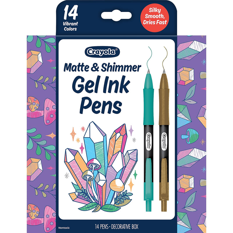 Crayola Matte & Shimmer Retractable Gel Pen, Assorted Ink, 14/Pack (BIN586752)