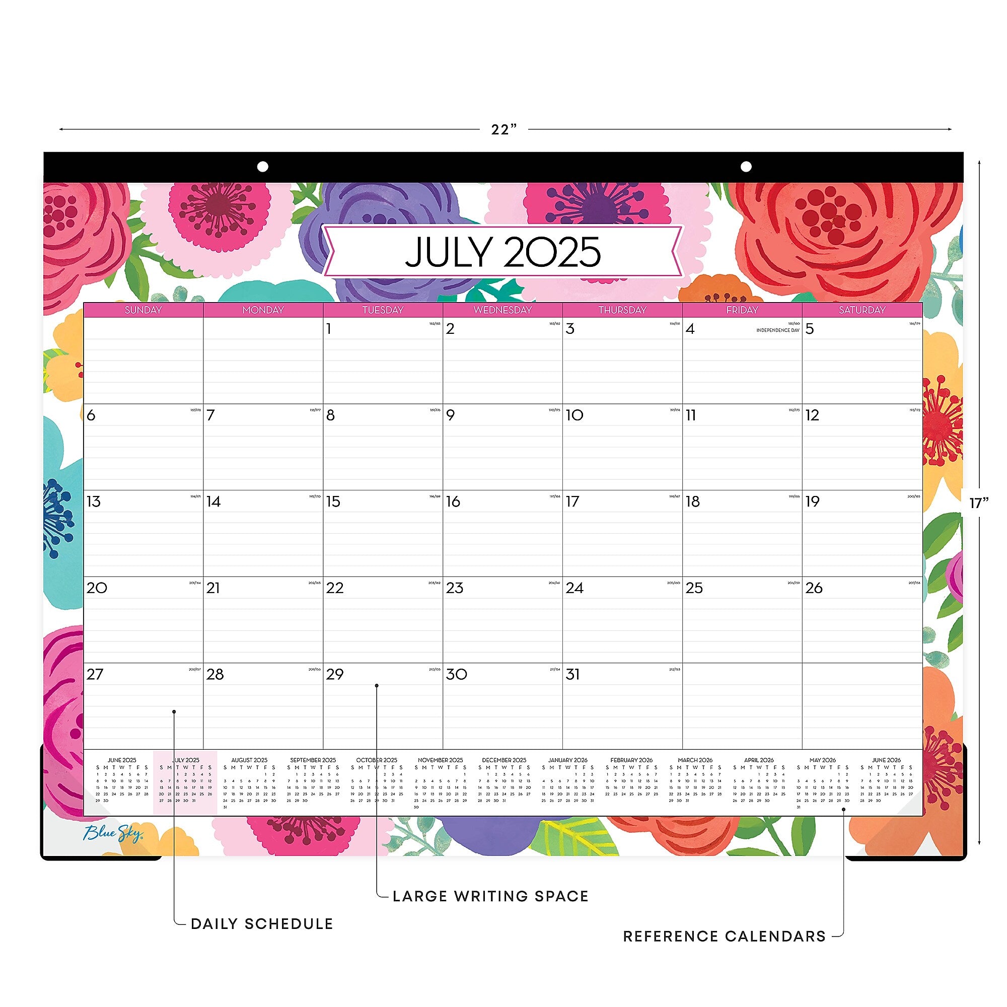 2025-2026 Blue Sky Mahalo 22" x 17" Academic Monthly Desk Calendar (100157-A26)