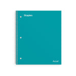 Staples Premium 3-Subject Notebook, 8.5" x 11", College Ruled, 150 Sheets, Teal (ST58316)