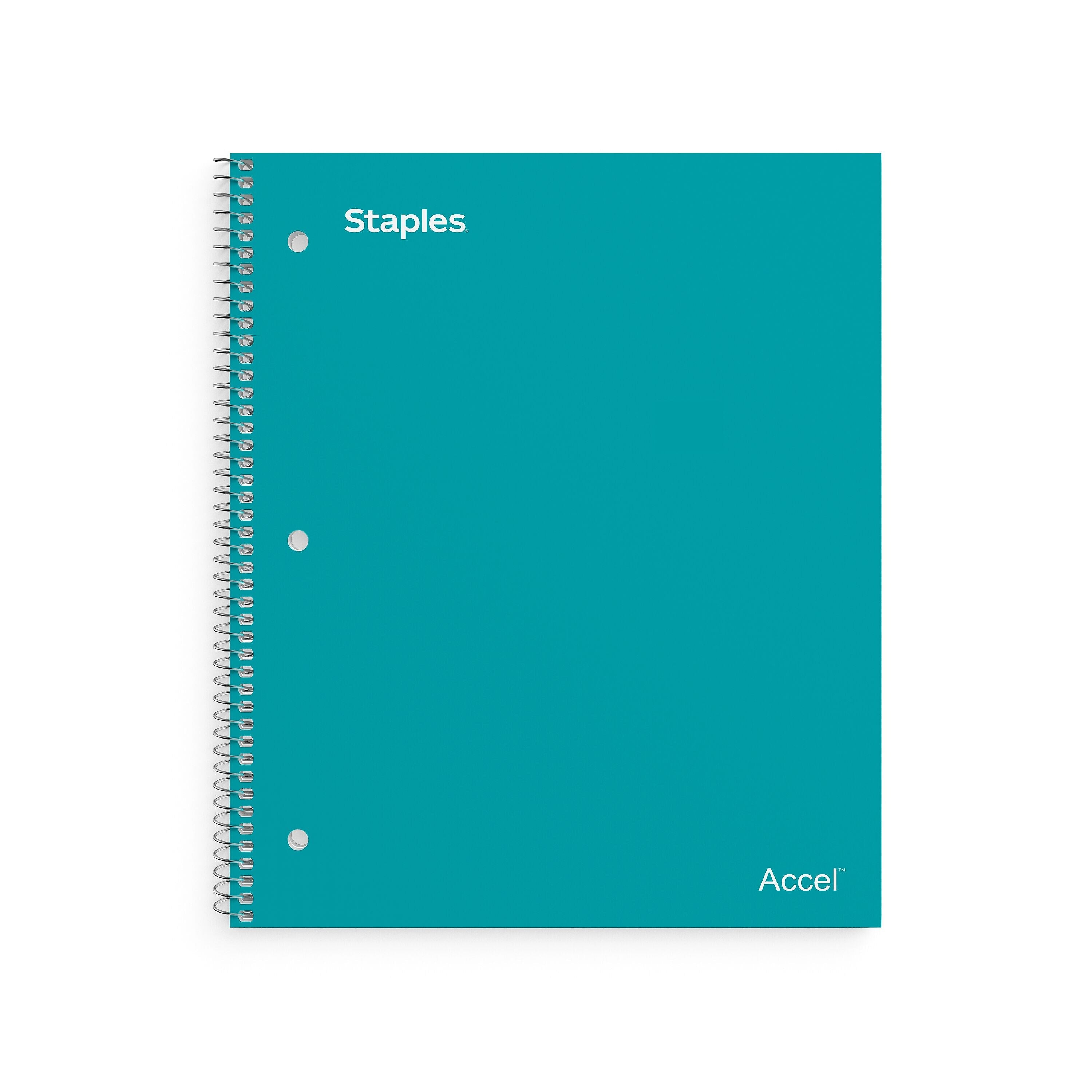 Staples Premium 3-Subject Notebook, 8.5" x 11", College Ruled, 150 Sheets, Teal (ST58316)