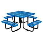 Global Industrial 46" Square Outdoor Steel Picnic Table, Expanded Metal, Blue (277151BL)