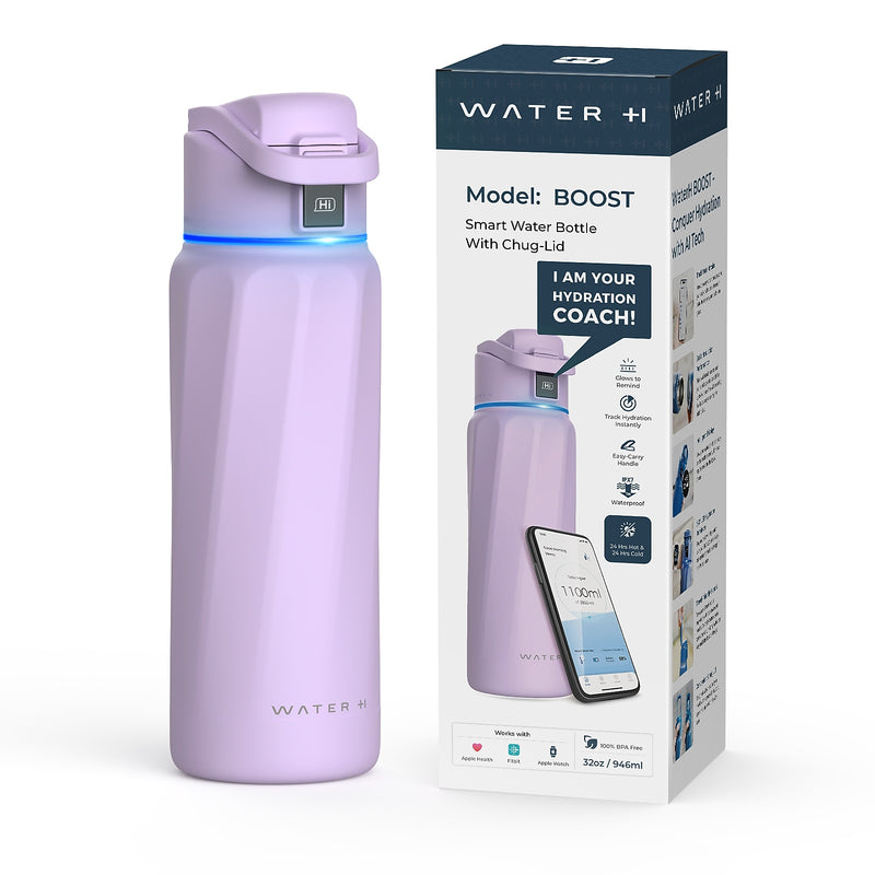 WaterH BOOST Stainless Steel Triple Wall Insulated Smart Water Bottle, 32 oz., Purple (B003PR)