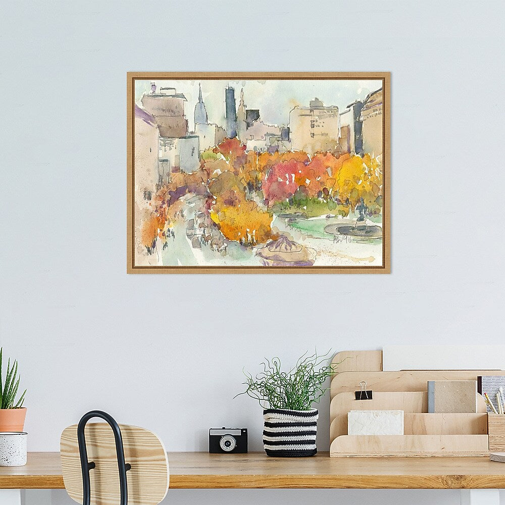 Amanti Art Autumn in New York - Study III by Samuel Dixon Framed Canvas Wall Art Print, 24" x 18" (A42675322611)