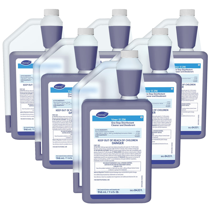 Diversey Virex II 256 One-Step Disinfectant Cleaner and Deodorant, 32 oz., 6/Carton (04331.)