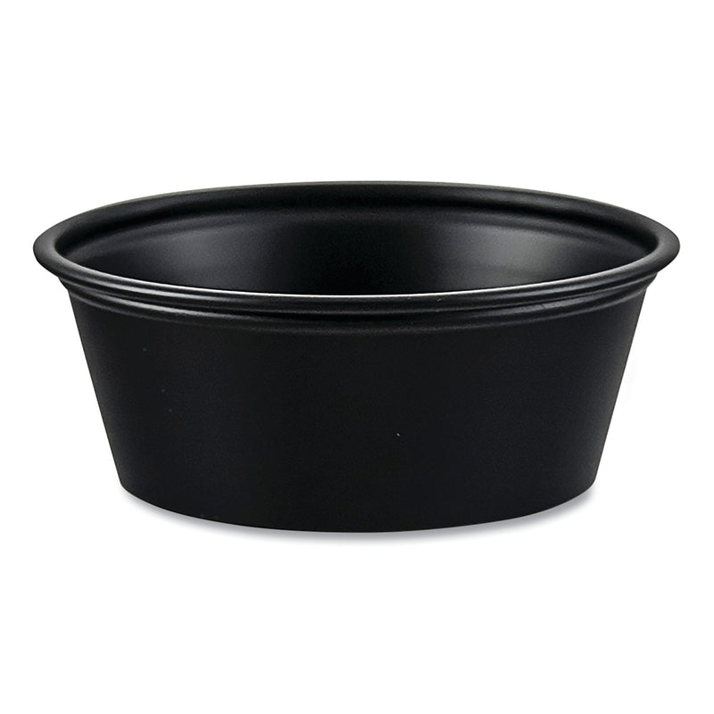 SOLO® Portion Containers, Polystyrene, 1.5 oz, Black, 250/Bag, 10 Bags/Carton