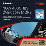 WypAll PowerClean X80 Fabric Cleaning Wipers, 13.4" x 12.5", Blue, 455 Sheets/Roll (41043)