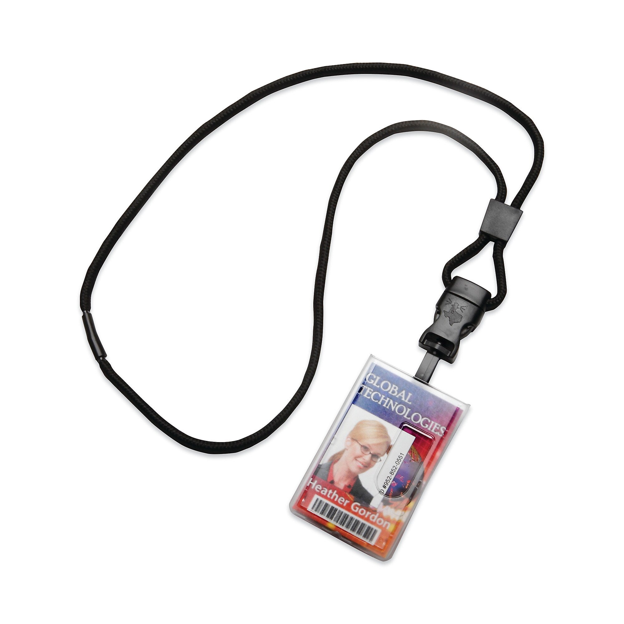 AbilityOne® 8455016988431 SKILCRAFT Dual Card ID Holder, With 36" Lanyard, Horizontal/Vertical, 2.13" x 3.38, Frosted, Dozen
