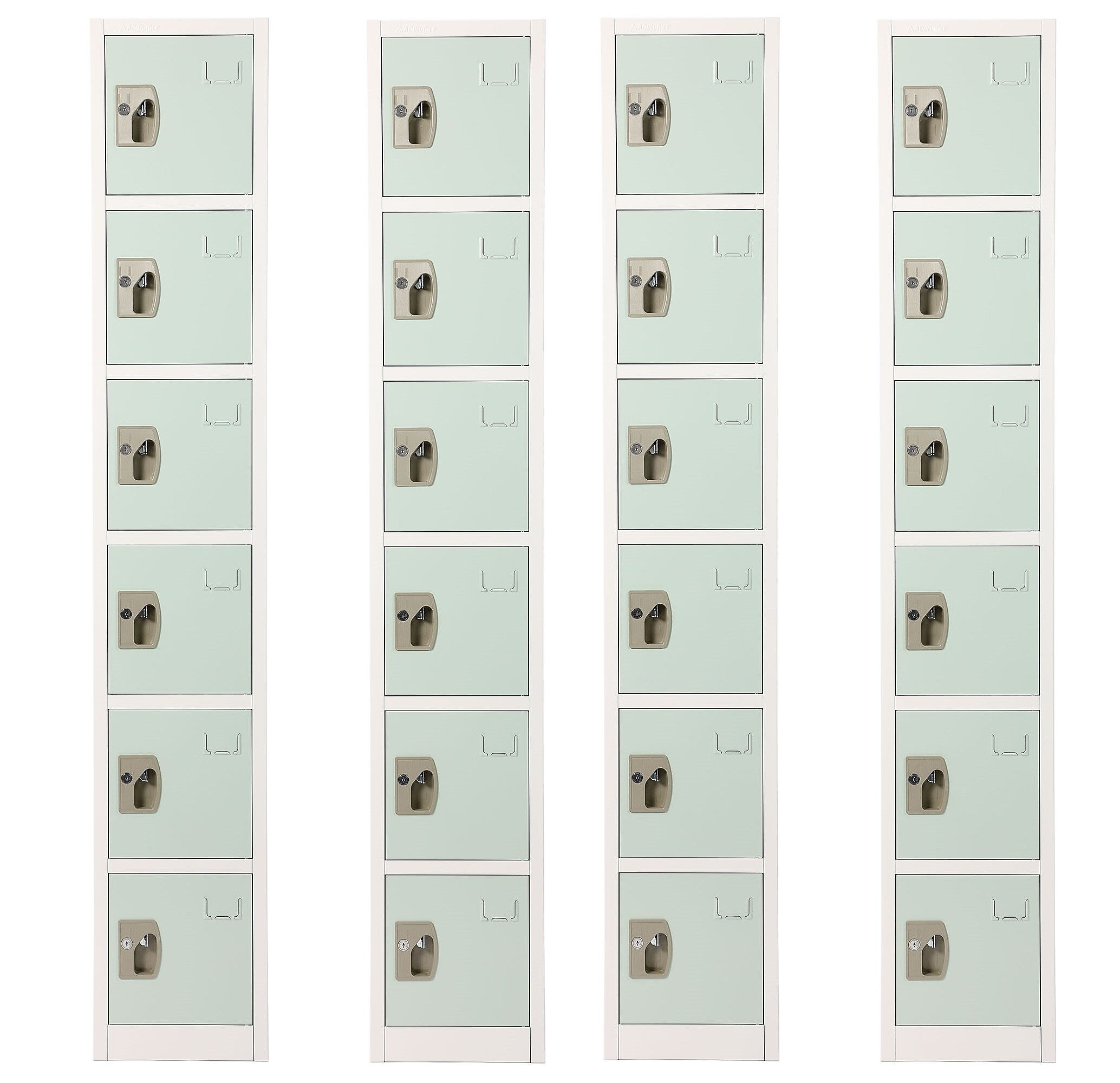 AdirOffice 72" 6-Tier Misty Green Storage Locker, 4/Pack (ADI629-206-MGRN-PKG-4)