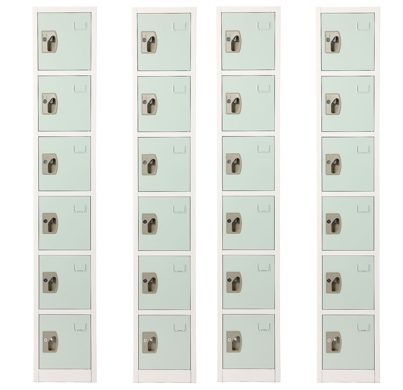 AdirOffice 72" 6-Tier Misty Green Storage Locker, 4/Pack (ADI629-206-MGRN-PKG-4)