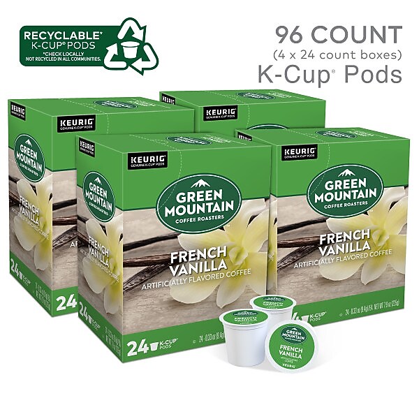 Green Mountain French Vanilla Coffee Keurig® K-Cup® Pods, Light Roast, 96/Carton (6732)