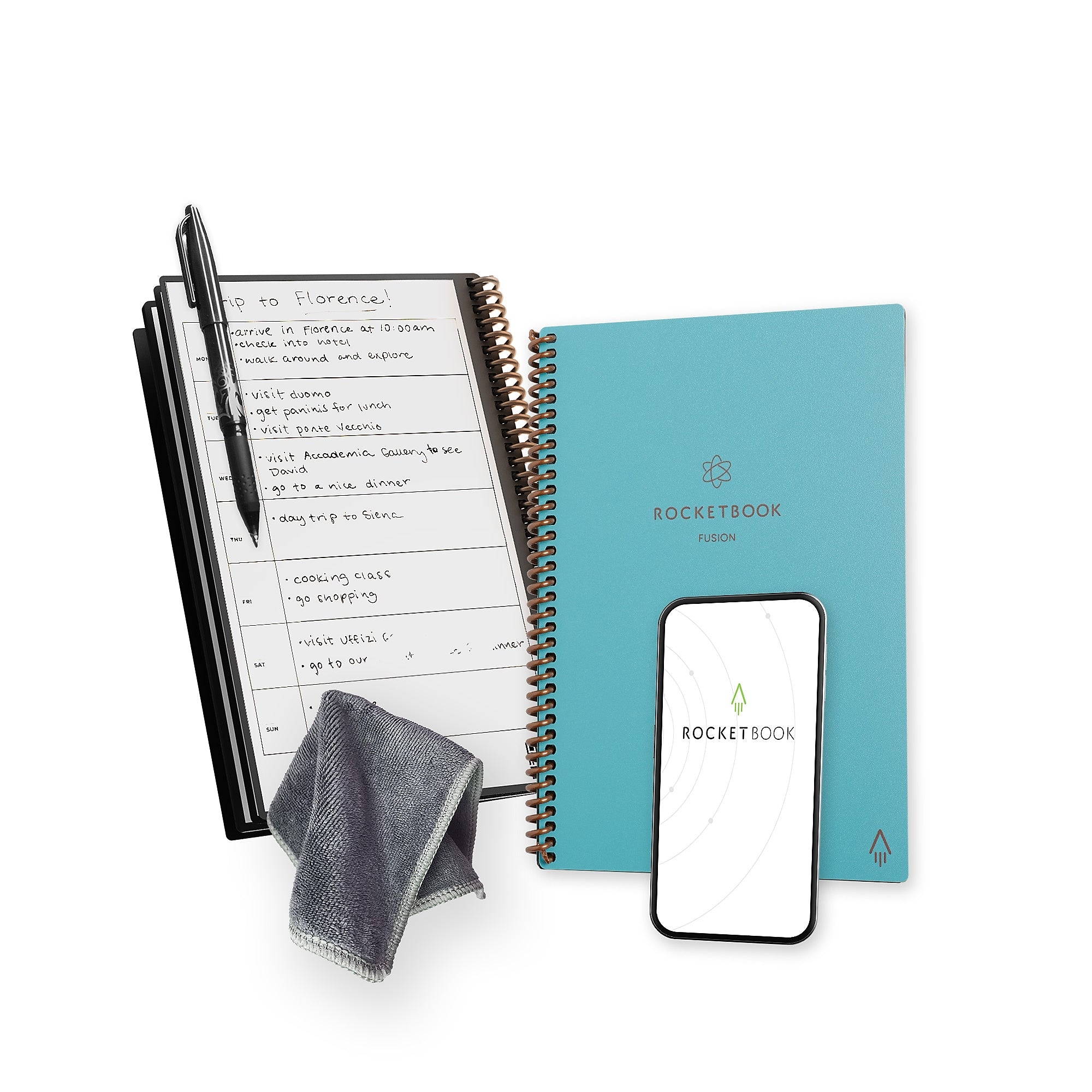 Rocketbook Fusion Reusable Notebook, 6" x 8.8", Graph Ruled, 42 Sheets, Teal (EVRF-E-RC-CCE-FR)