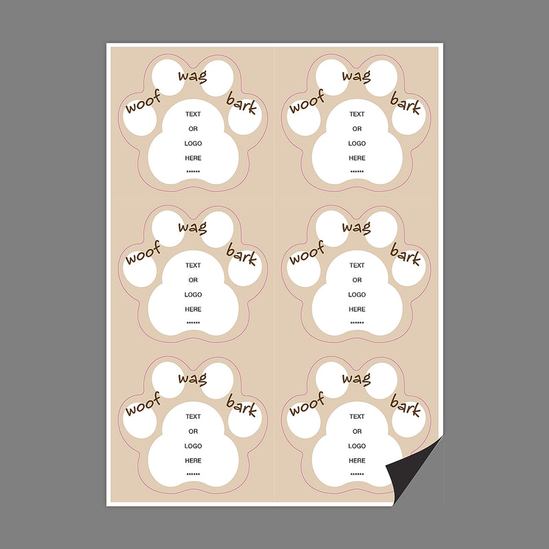 Full Color Magnetic Sign, Paw  Print, Vertical, 6 Pieces