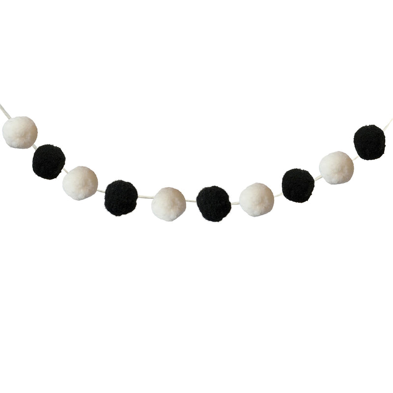 Carson Dellosa Education Black & White Pom-Pom Garland, 12 Feet, 2/Pack, 3 Packs/Bundle (CD-107009-3)