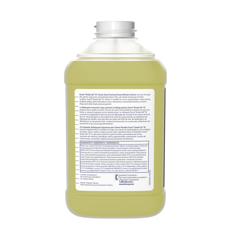 SUMA Break Up SC Multipurpose Cleaner for Diversey J-Fill, Surfactant, 2.5 L / 2.64 U.S. Qt., 2/Carton (95192347)