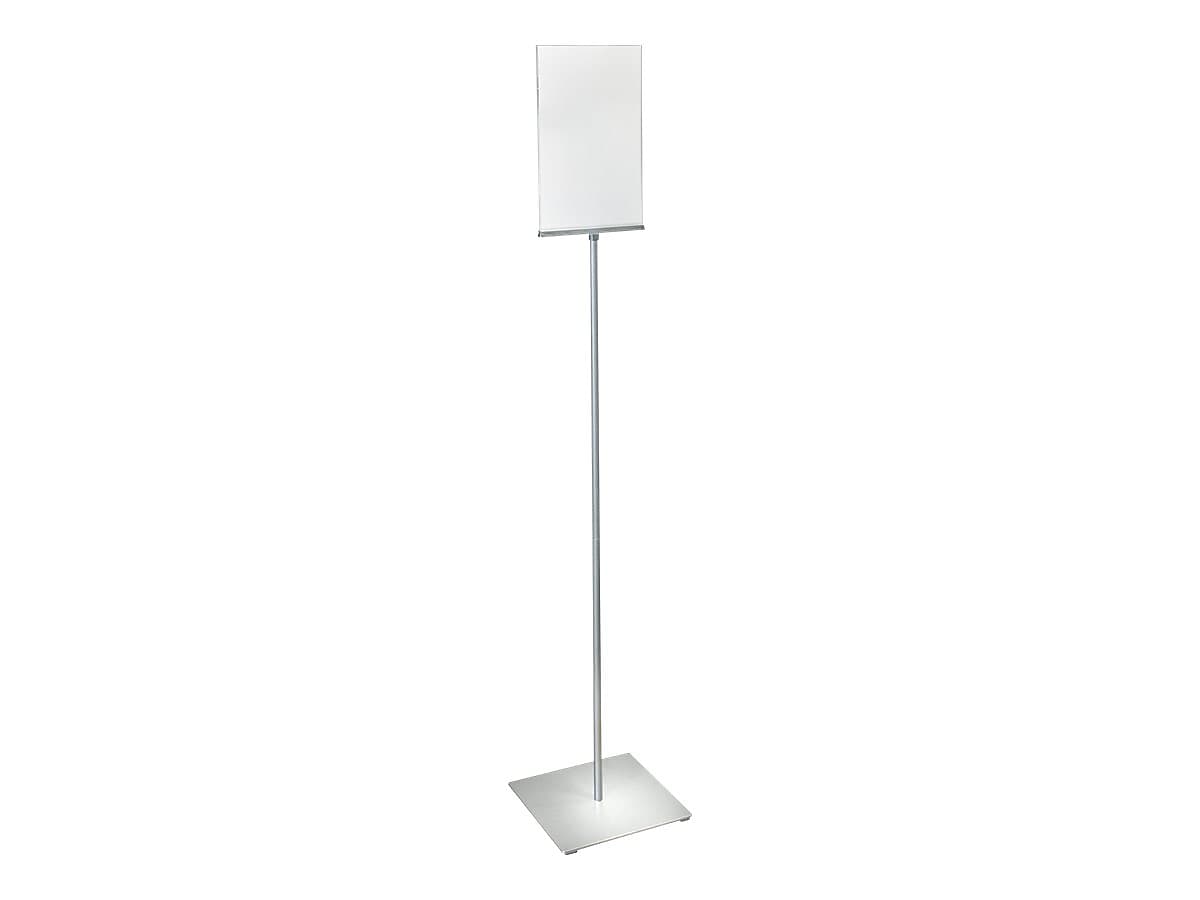Azar Sign Holder, 12" x 59.5", Vertical, Freestanding, Clear/Silver, Acrylic (300866)