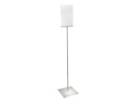 Azar Sign Holder, 12" x 59.5", Vertical, Freestanding, Clear/Silver, Acrylic (300866)