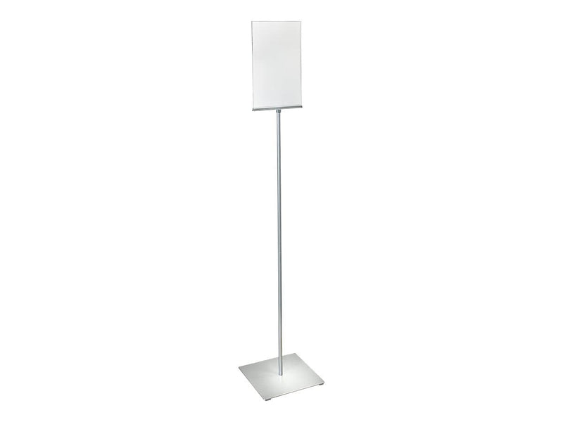 Azar Sign Holder, 12" x 59.5", Vertical, Freestanding, Clear/Silver, Acrylic (300866)