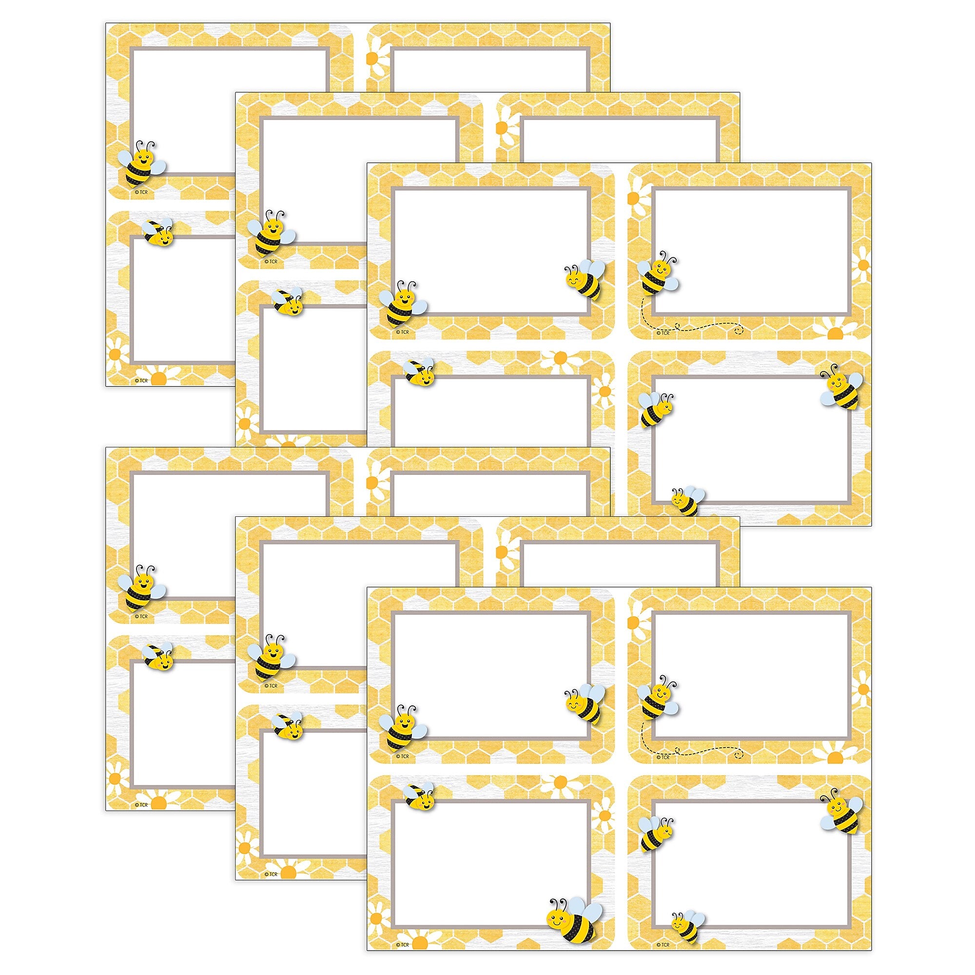 Teacher Created Resources Buzzing Bees Name Tags/School Name Tags, 3.5" x 2.5", 36/Pack, 6 Packs/Bundle (TCR6910-6)