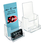Azar Brochure Holder, 4.125" x 7.25", Vertical, Freestanding, Clear, Acrylic, 50/Pack (252922-50PK)