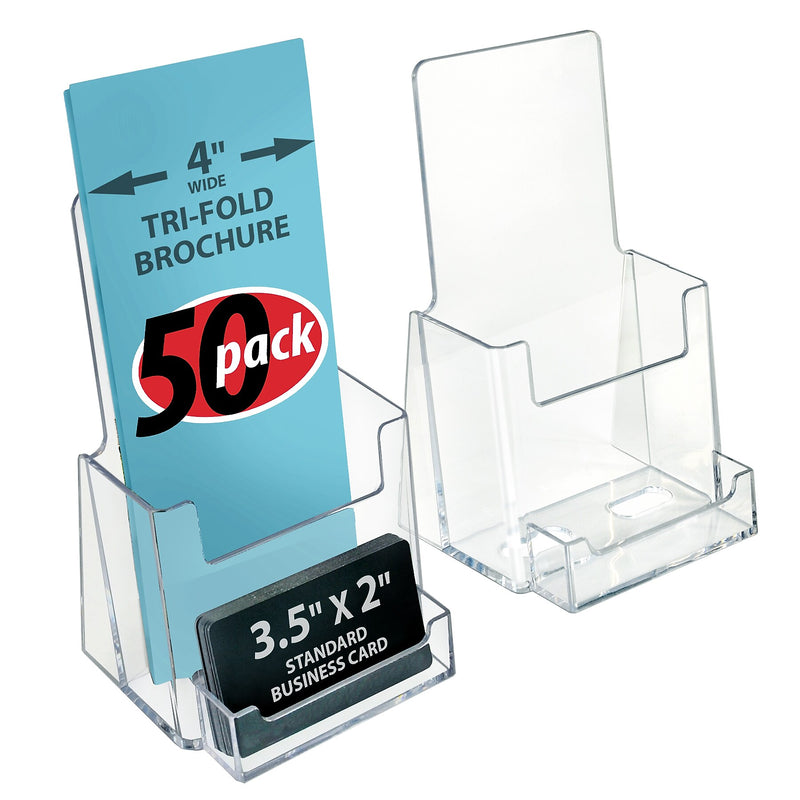 Azar Brochure Holder, 4.125" x 7.25", Vertical, Freestanding, Clear, Acrylic, 50/Pack (252922-50PK)