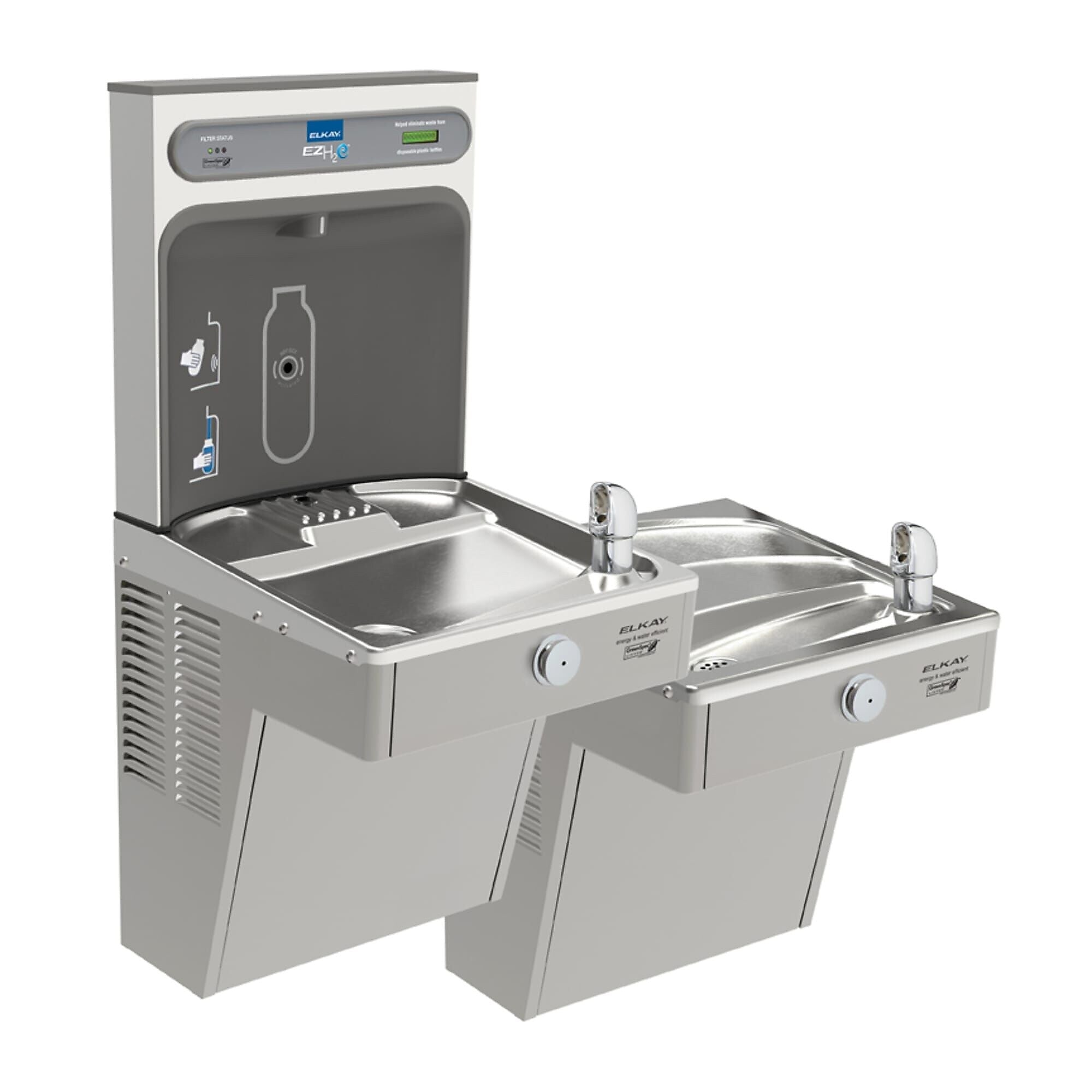 Elkay ezH2O Wall Mounted Bottle Filling Station, Filtered, High Efficiency Cooler, Greenspec Listed (LVRCGRNTL8WSK)
