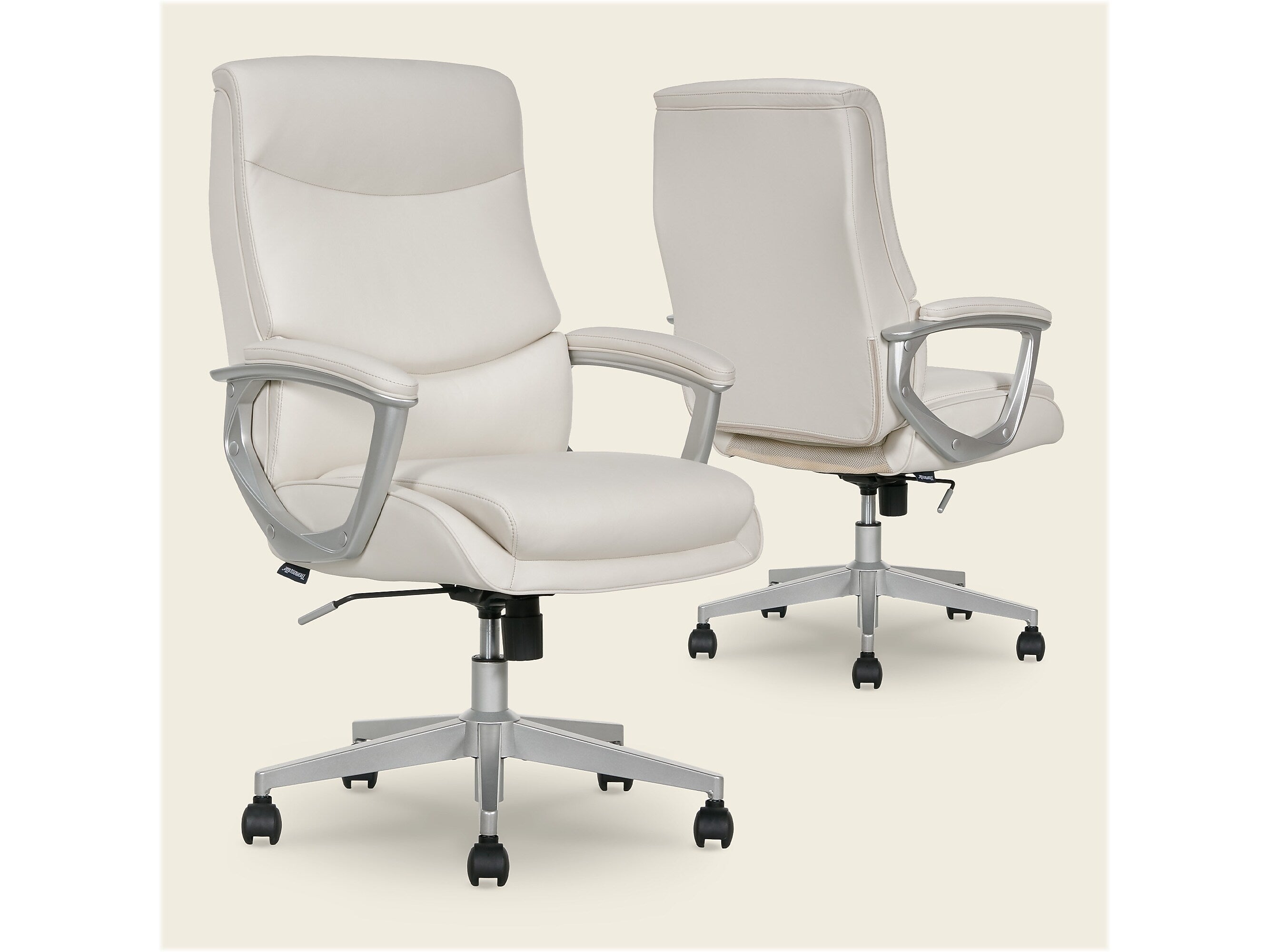 Thomasville Furniture Josephine Ergonomic Bonded Leather Swivel Manager Chair, Beige (60071-CRM)