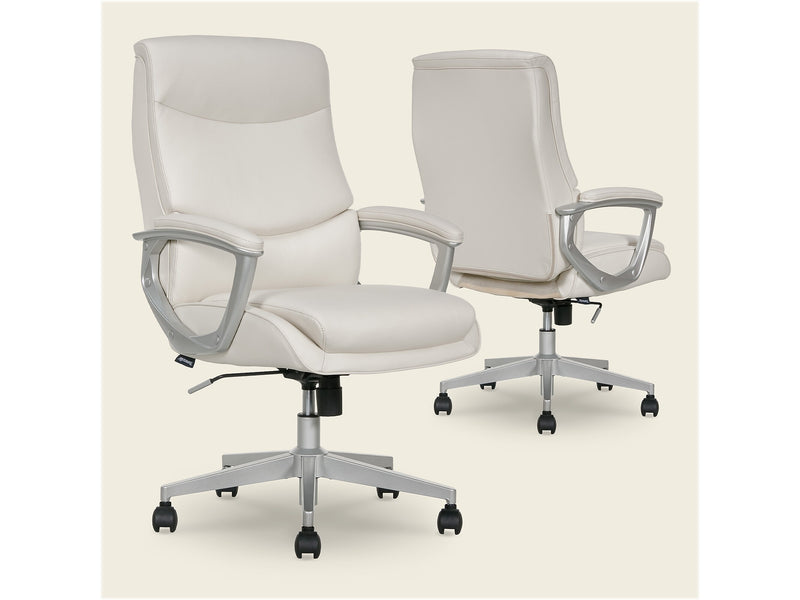 Thomasville Furniture Josephine Ergonomic Bonded Leather Swivel Manager Chair, Beige (60071-CRM)