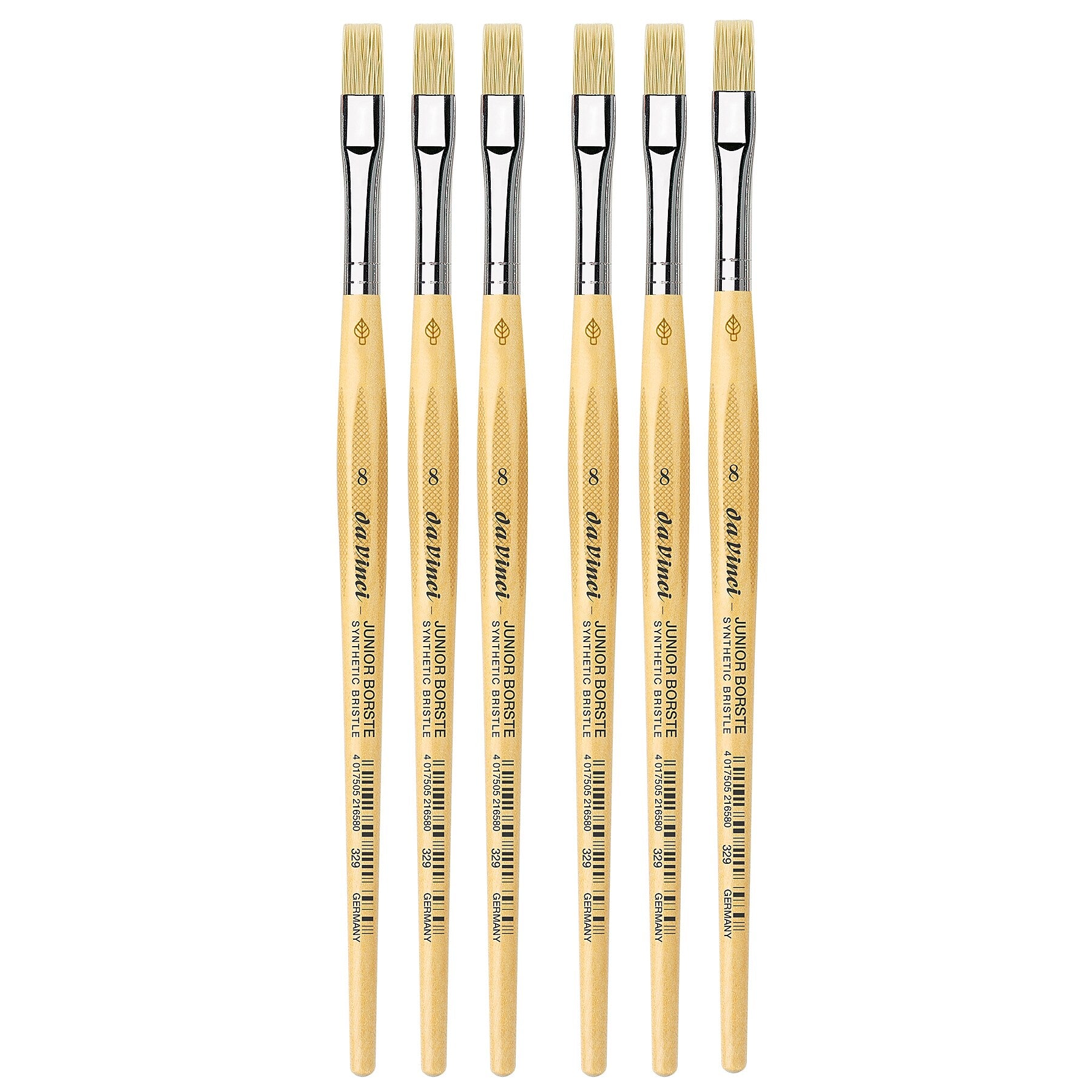 da Vinci JUNIOR BORSTE Tempera Synthetic Student Flat Brush, 6 Brushes/Pack (DVXVA3298-6)