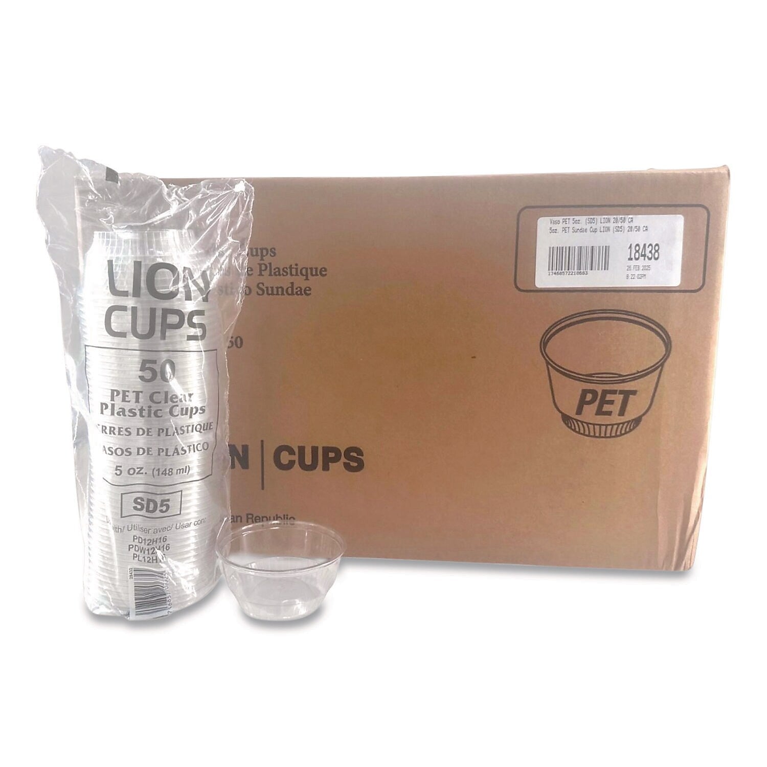 Plastifar PET Cold Sundae Cups, 5 oz., Clear, 1000/Carton (18438)