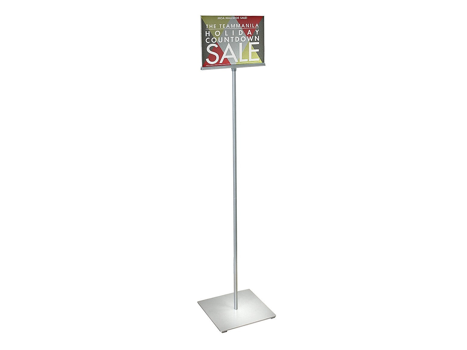 Azar Sign Holder, 12" x 54", Horizontal, Freestanding, Clear/Silver, Acrylic (300864)