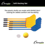 Champion Sports Soft Hockey Set, Blue/Yellow, 12/Set (CHSHS10SET)