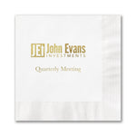 White Beverage Napkin - Custom Foil Imprint, 200/BX