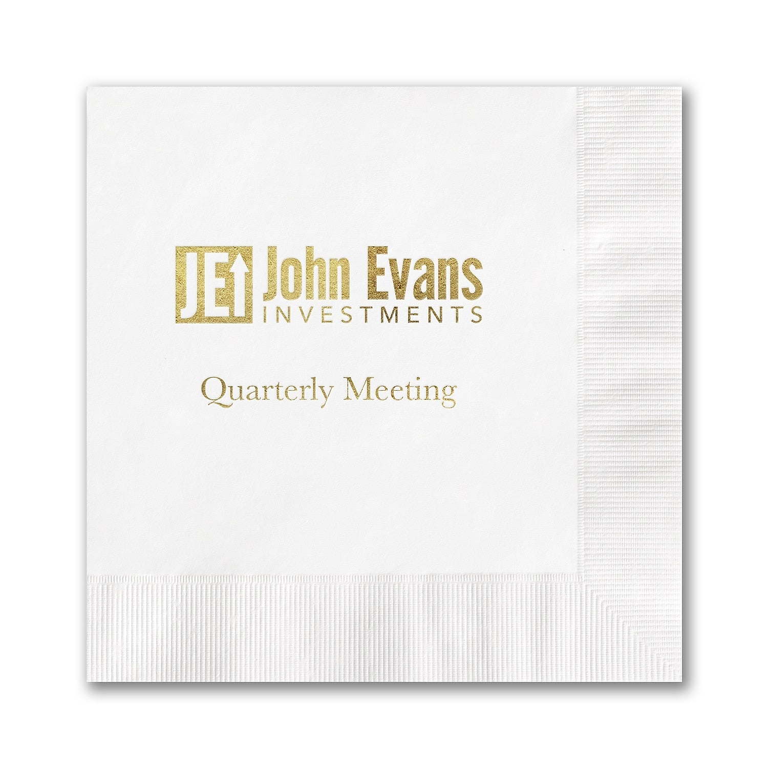 White Beverage Napkin - Foil Imprint, 100/BX