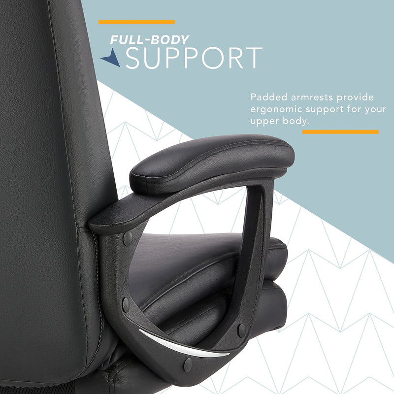 Click365 Ergonomic Bonded Leather Swivel Executive Chair, Black (CCHR10024B)