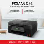 Canon PIXMA G3270 BK MegaTank Wireless Color Inkjet Printer, All-In-One Supertank, Print, Scan, Copy (5805C002)