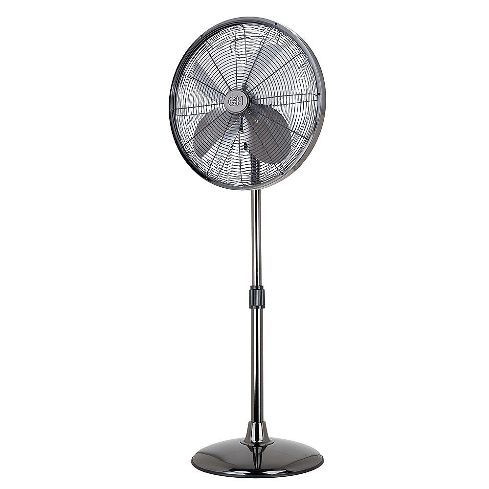 Good Housekeeping Retro Pedestal Fans 16-inch 3-Speed Oscillating Pedestal Fan, Midnight Chrome (92654-GM)