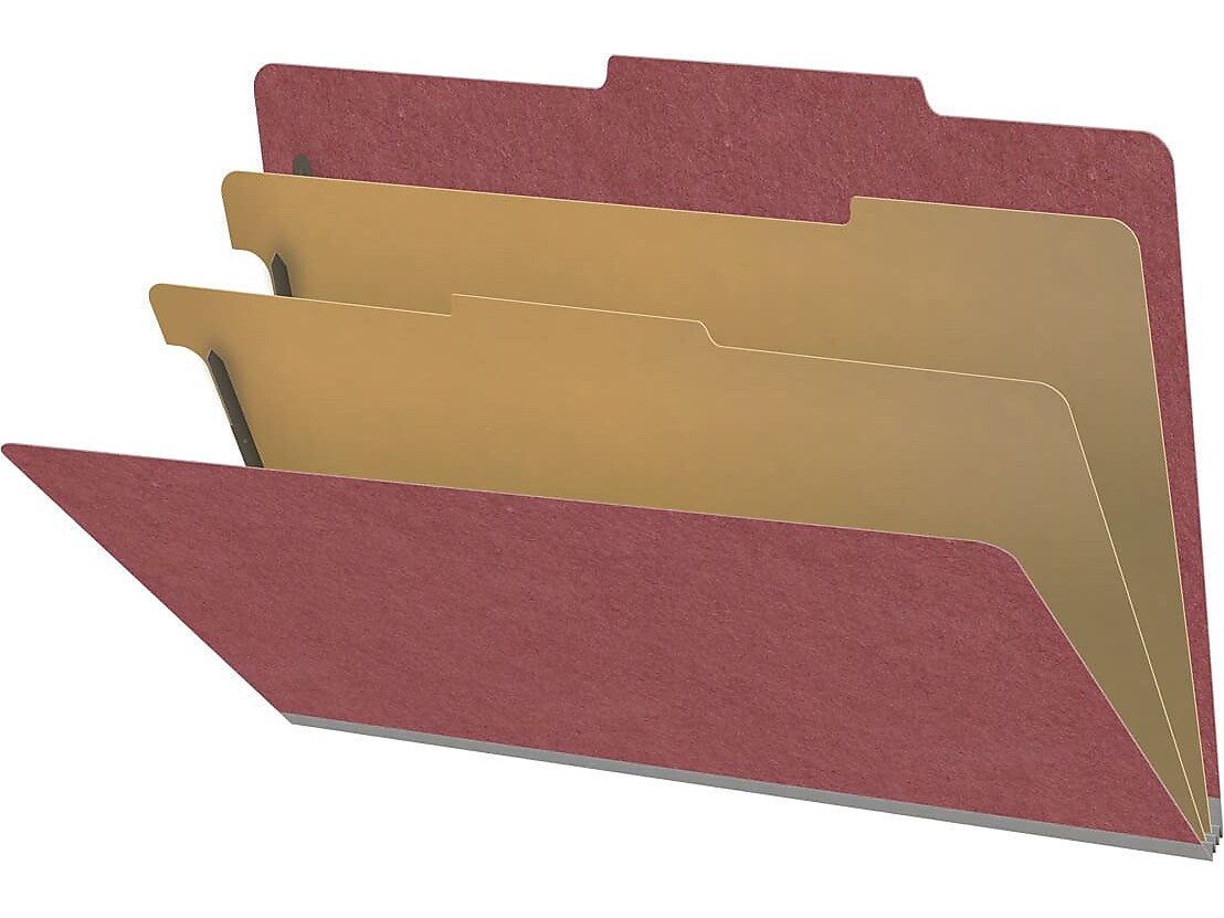 Medical Arts Press Pressboard Classification Folder, 2 Dividers, 2" Expansion, Legal Size, Dark Red, 10/Box (DV-T52-26-3ARD)